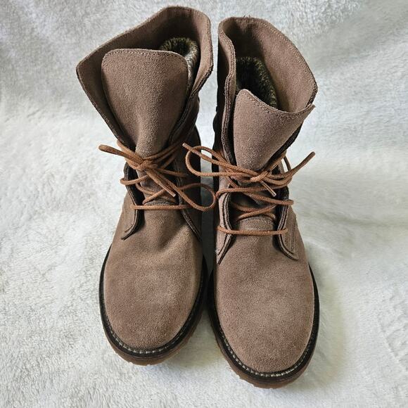MAX Suede Lace-up Boots with Cozy Knit Material around Ankles Size 37 Winter - Picture 3 of 9